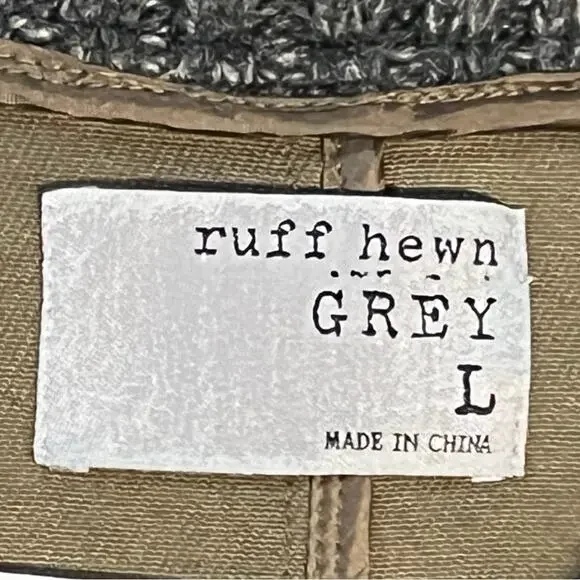 Ruff Hewn Grey Multi-Fabric, Woven Canvas/Sweater Jacket, Brown/Gray, Size L - Picture 5 of 7